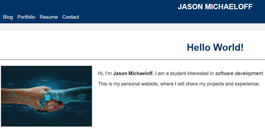 Screenshot of Jason Michaeloff's personal website